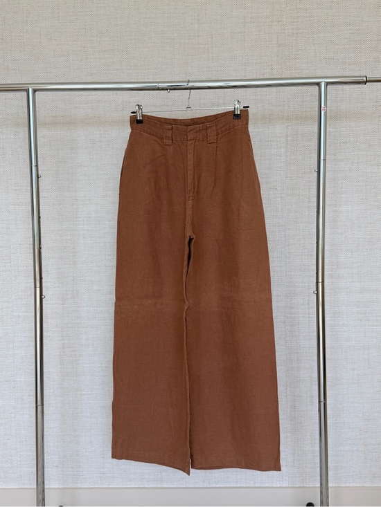 balm wears Pants - High-Rise Wide-Leg Trousers in Brown with matching top
